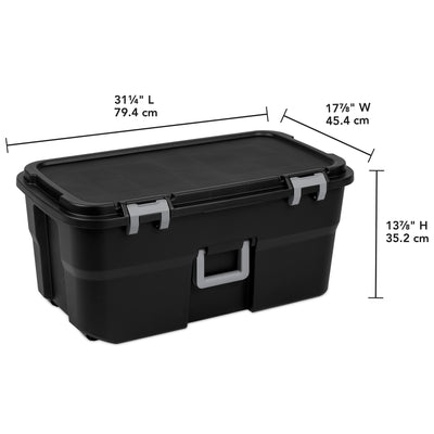 Sterilite Wheeled Footlocker, 22 Gal Storage Container with Lid, Black, 4 Pack