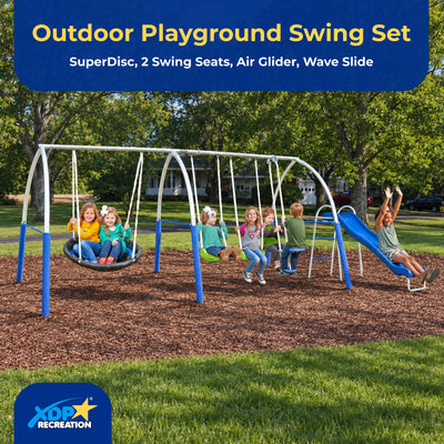 XDP Recreation Palisade Safe-Arch Swing Set for Backyard, Silver, Blue & Green - VMInnovations