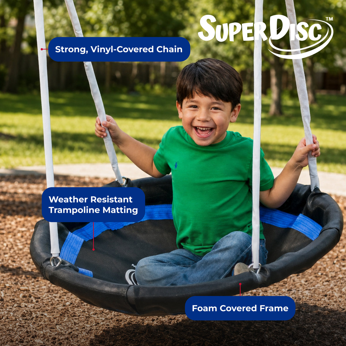 XDP Recreation SuperDisc PLUS Safe-Arch Backyard Swing Set, Metal, Silver & Blue - VMInnovations