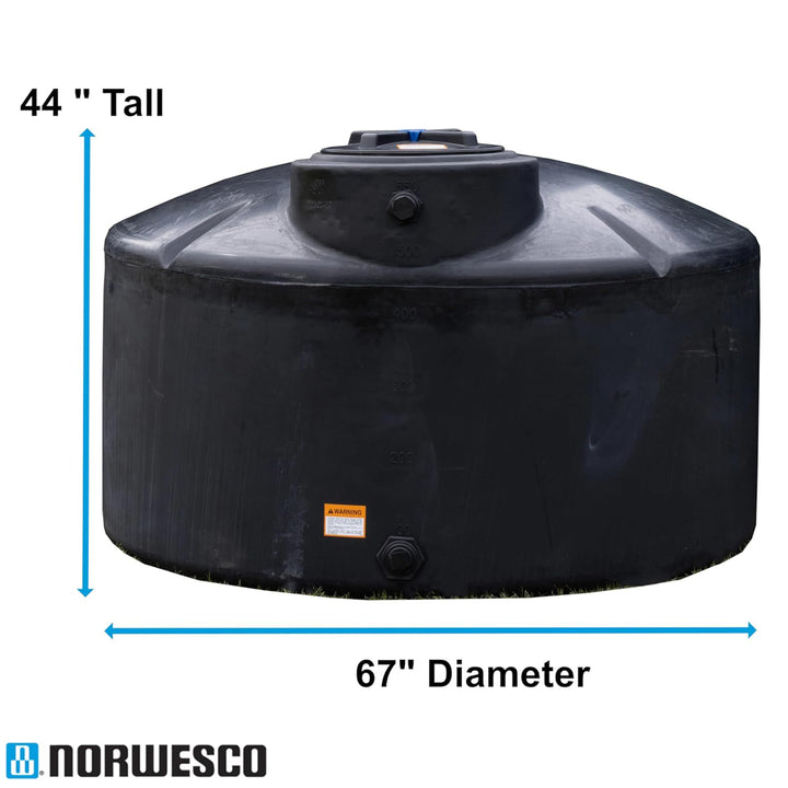 Norwesco Vertical Above-Ground Water Storage Tank, 550 Gallon Capacity, Black - VMInnovations