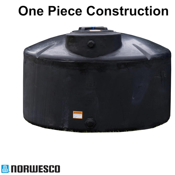 Norwesco Vertical Above-Ground Water Storage Tank, 550 Gallon Capacity, Black - VMInnovations