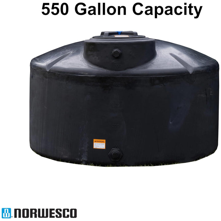 Norwesco Vertical Above-Ground Water Storage Tank, 550 Gallon Capacity, Black - VMInnovations