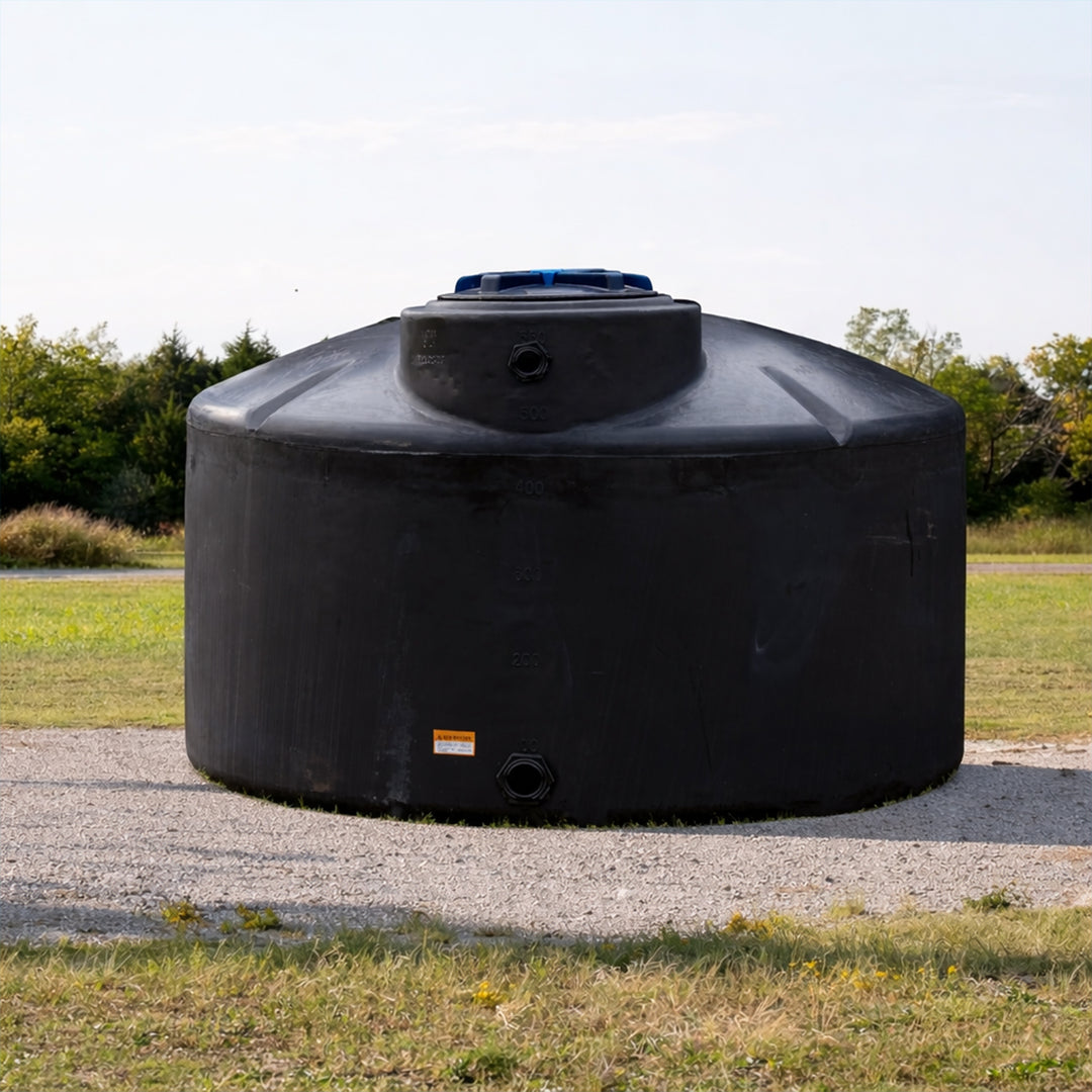 Norwesco Vertical Above-Ground Water Storage Tank, 550 Gallon Capacity, Black - VMInnovations