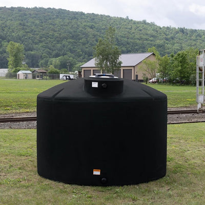 Norwesco Water Tank with 16" Lid, Outdoor Storage Container, 1550 Gallon, Black - VMInnovations