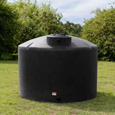 Norwesco Water Tank with 16" Lid, Outdoor Storage Container, 1550 Gallon, Black - VMInnovations