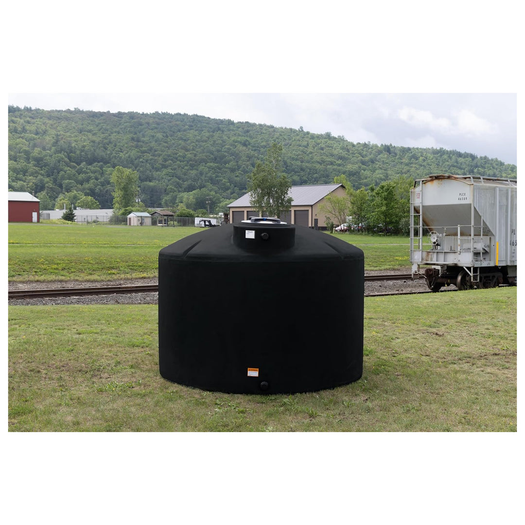 Norwesco Water Tank with 16" Lid, Outdoor Storage Container, 1550 Gallon, Black - VMInnovations