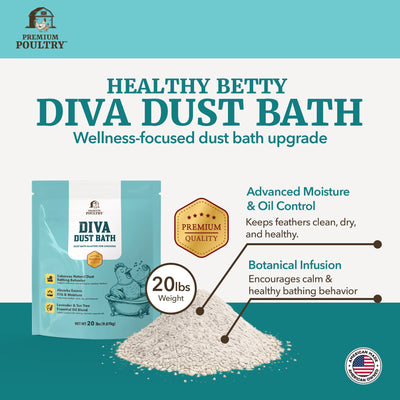 Premium Poultry Diva Dust Bath with Lavender and Tea Tree, 20 Lb Bag, 2 Pack
