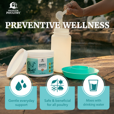Premium Poultry Happy Hour Hydrate, Electrolytes & Probiotics for Chickens, 16oz