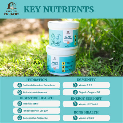 Premium Poultry Happy Hour Hydrate, Electrolytes and Probiotics, 16oz, 24 Pack - VMInnovations