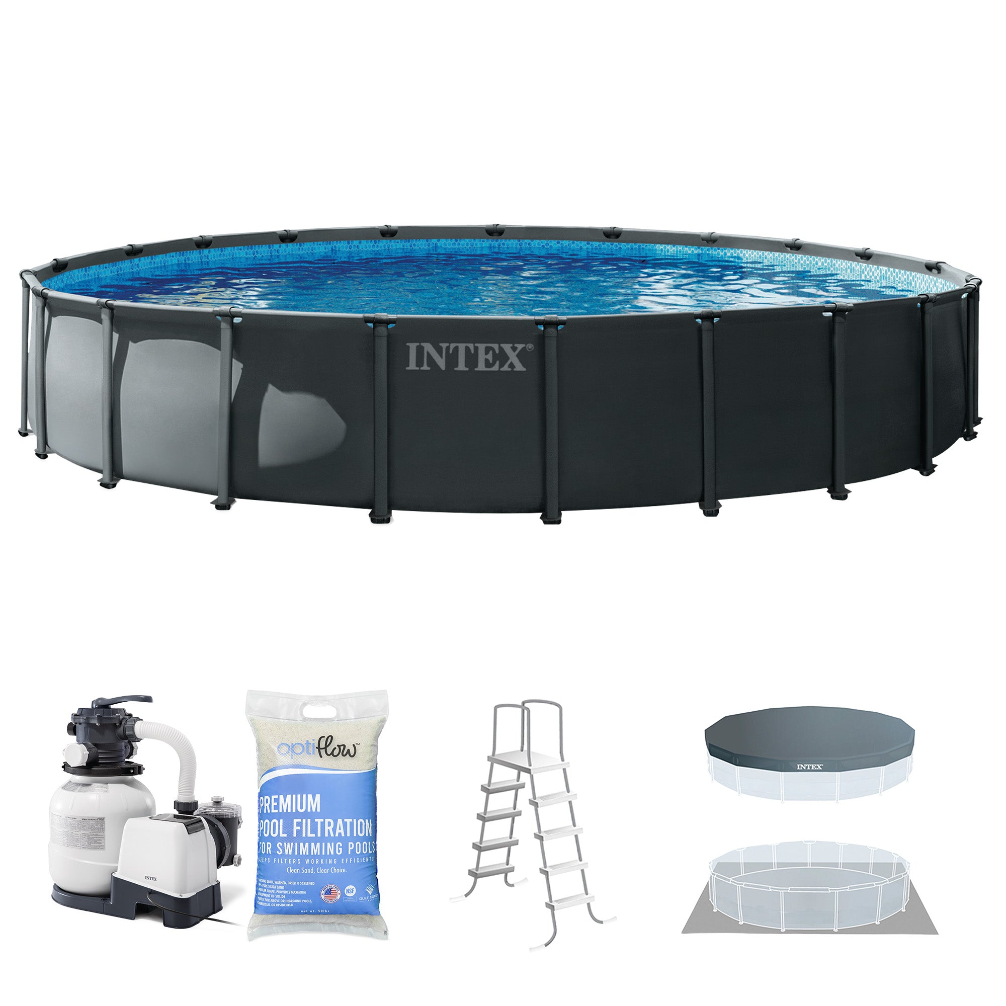 Intex Ultra XTR Frame 22'x48" Above Ground Pool and OptiFlow Premium Filter Sand - VMInnovations