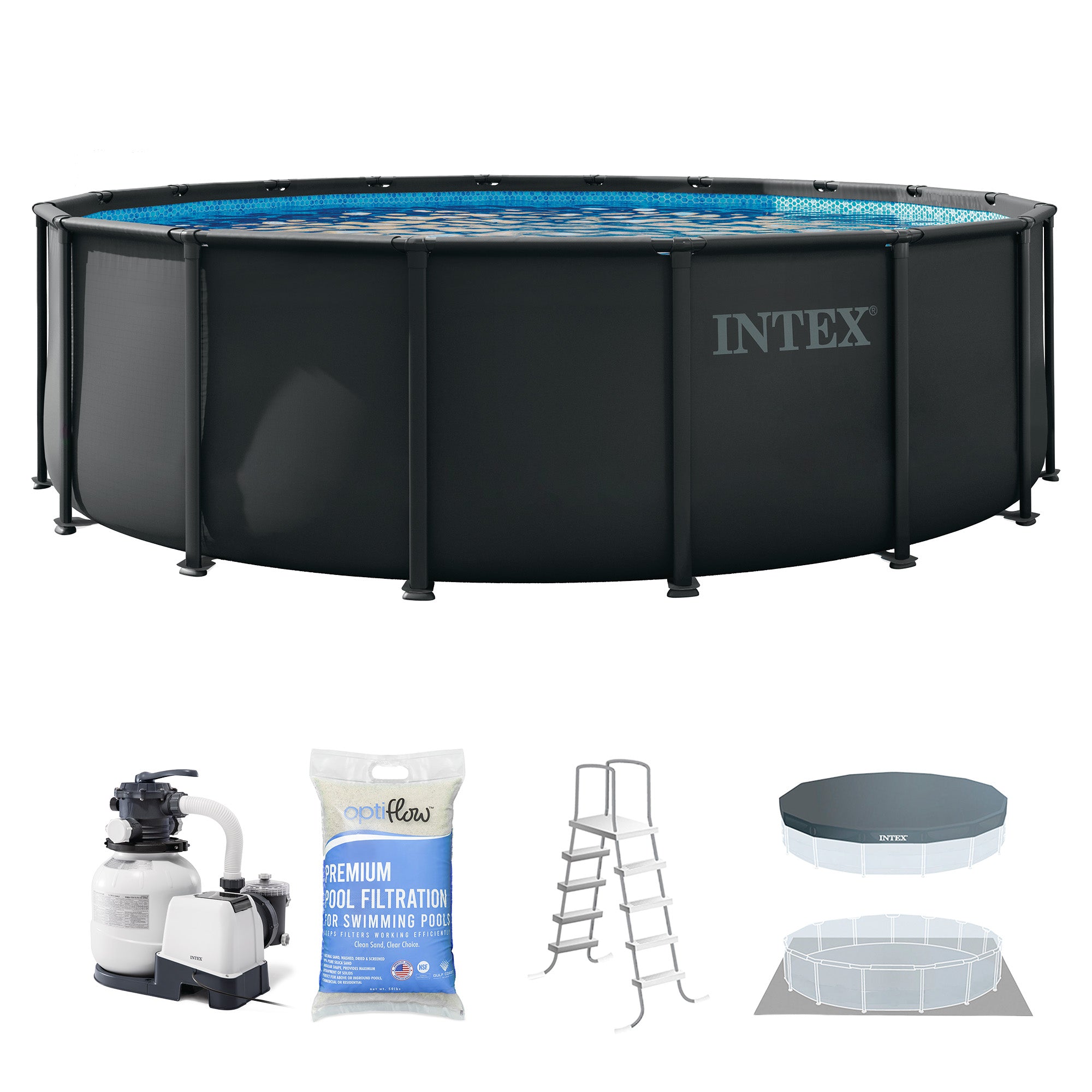Intex Ultra XTR Frame 18'x52" Above Ground Pool and OptiFlow Premium Filter Sand - VMInnovations