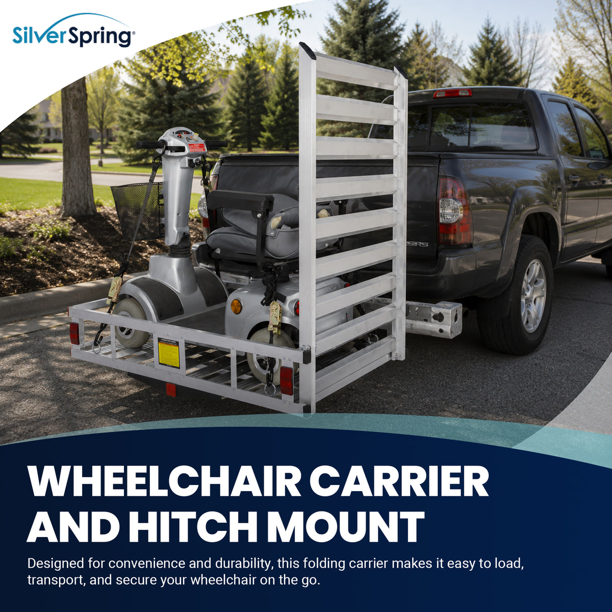 Silver Spring 48" x 28" Steel Wheelchair Carrier w/Ramp & Hitch Mount (Open Box)