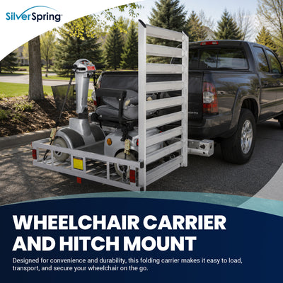 Silver Spring 48" x 28" Steel Wheelchair Carrier w/Ramp & Hitch Mount (Open Box)