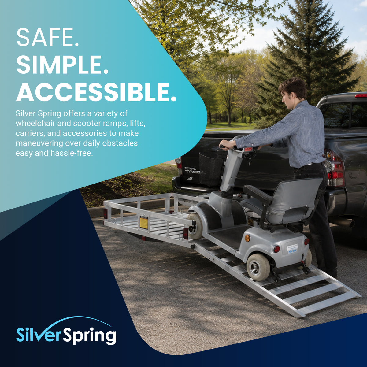 Silver Spring 48" x 28" Steel Wheelchair Carrier w/Ramp & Hitch Mount (Open Box)