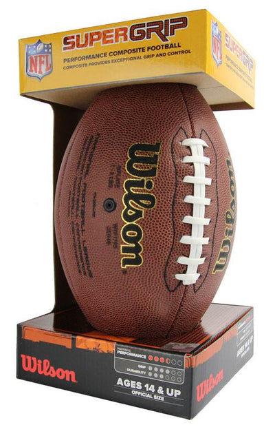 WILSON NFL Official Size Super Grip Composite Leather Game Football - Open Box