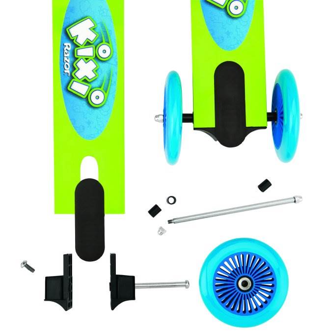 Razor Kixi Mixi Kick 2 or 3 Wheel Convertible Scooter (Blue & Green) - Open Box