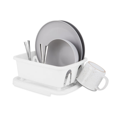 Camco RV Kitchen Mini Dish Drainer and Tray with Sloped Drain Tray Design, White - VMInnovations