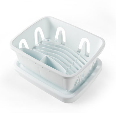 Camco RV Kitchen Mini Dish Drainer and Tray with Sloped Drain Tray Design, White - VMInnovations