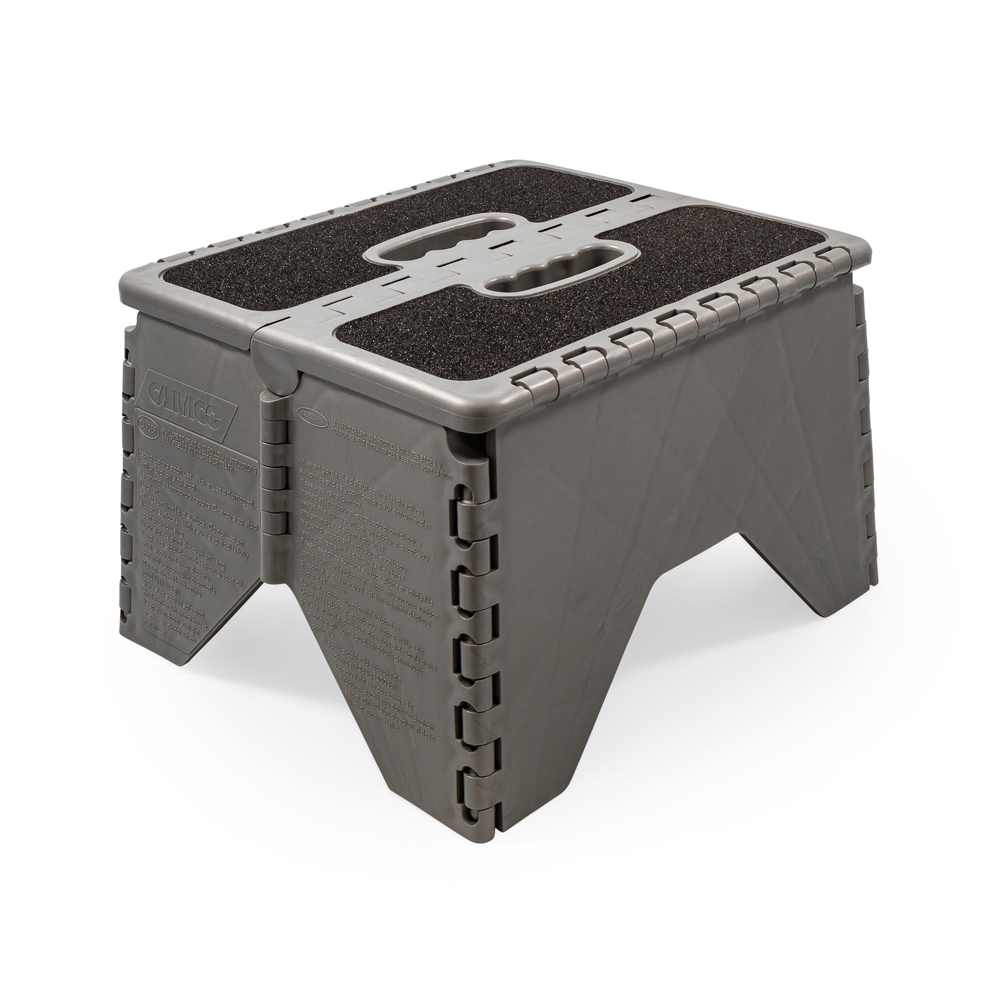 Camco 9" Folding Step Stool with Non-Skid Feet, Folds Flat for Storage, Silver - VMInnovations