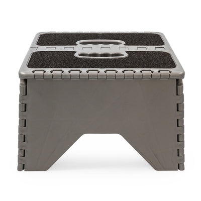 Camco 9" Folding Step Stool with Non-Skid Feet, Folds Flat for Storage, Silver - VMInnovations