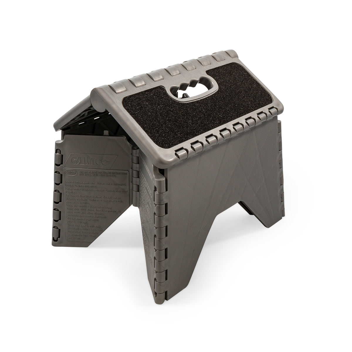 Camco 9" Folding Step Stool with Non-Skid Feet, Folds Flat for Storage, Silver - VMInnovations