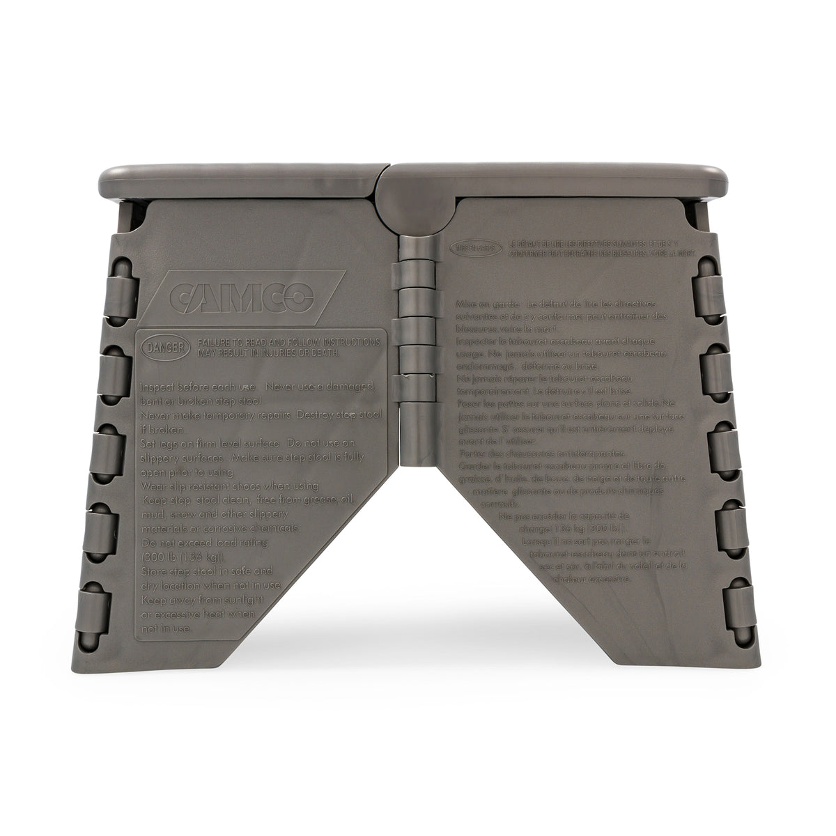 Camco 9" Folding Step Stool with Non-Skid Feet, Folds Flat for Storage, Silver - VMInnovations