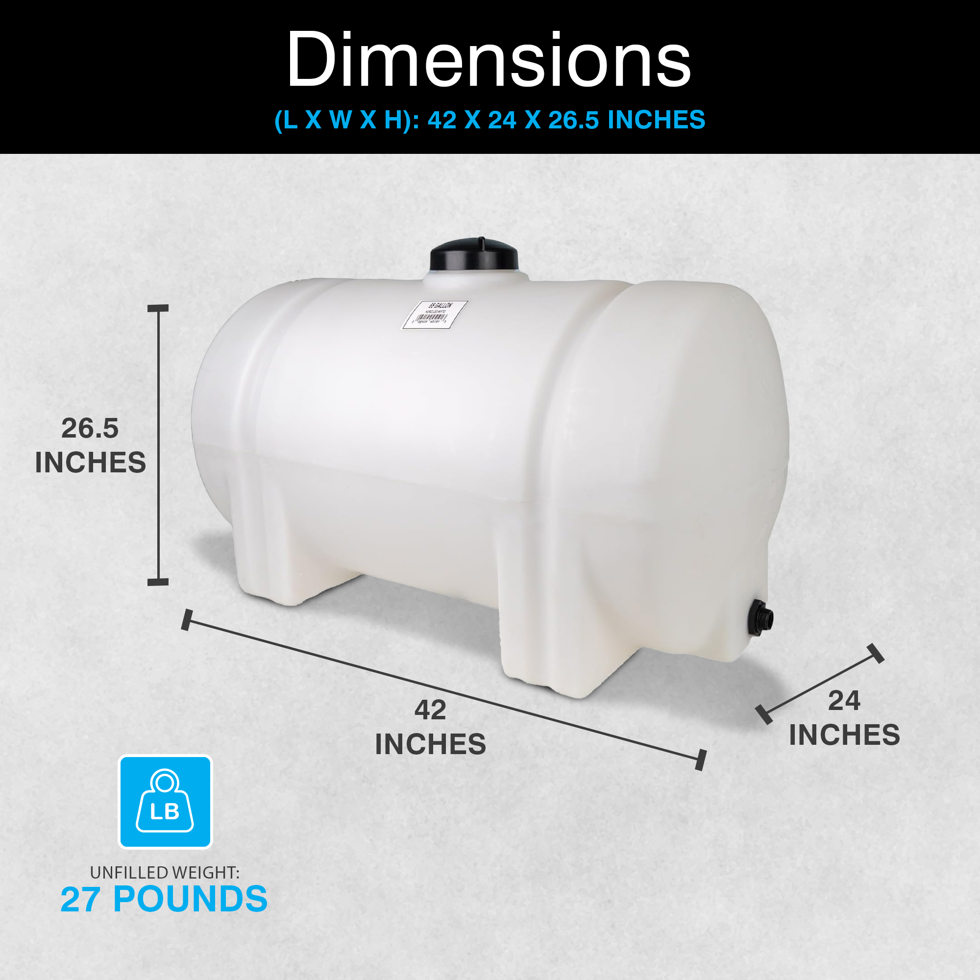 Norwesco 65 Gal Horizontal Leg Utility Tank, Water Storage Container(Open Box) - VMInnovations
