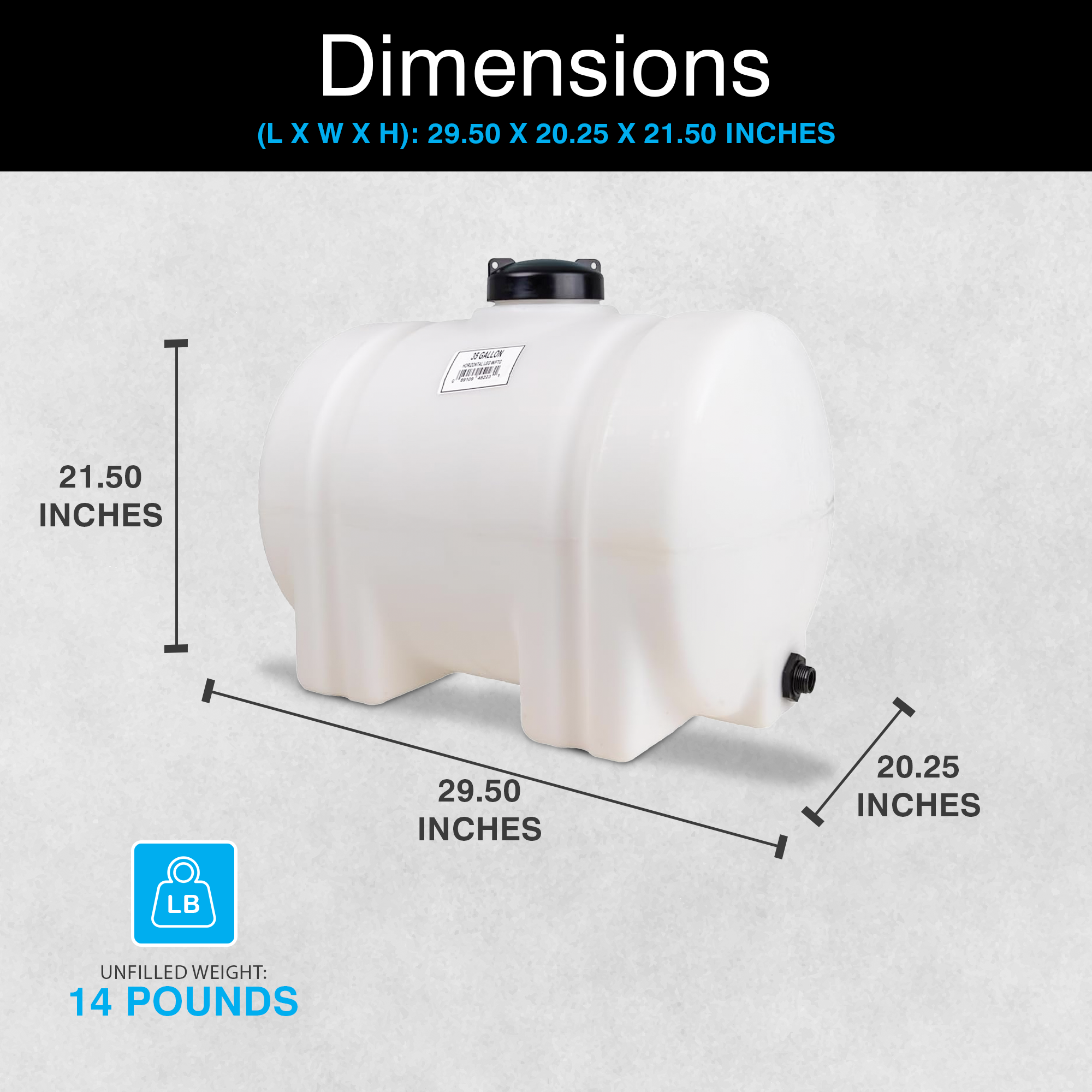Norwesco 35 Gal Horizontal Leg Utility Tank, Water Storage Container (Open Box)
