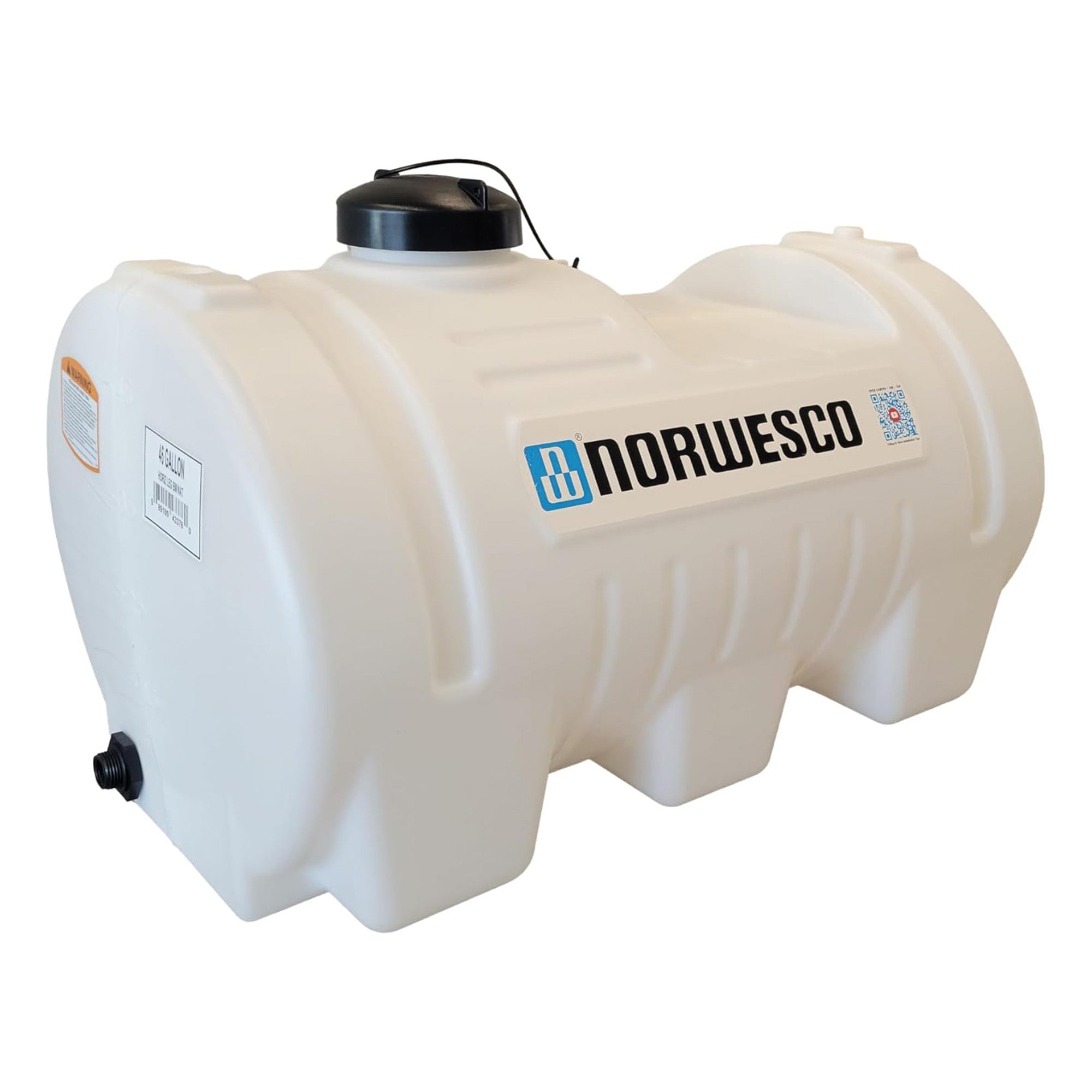 Norwesco 46 Gallon Horizontal Leg Utility Tank, Water Storage Container, White - VMInnovations