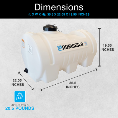 Norwesco 46 Gallon Horizontal Leg Utility Tank, Water Storage Container, White - VMInnovations