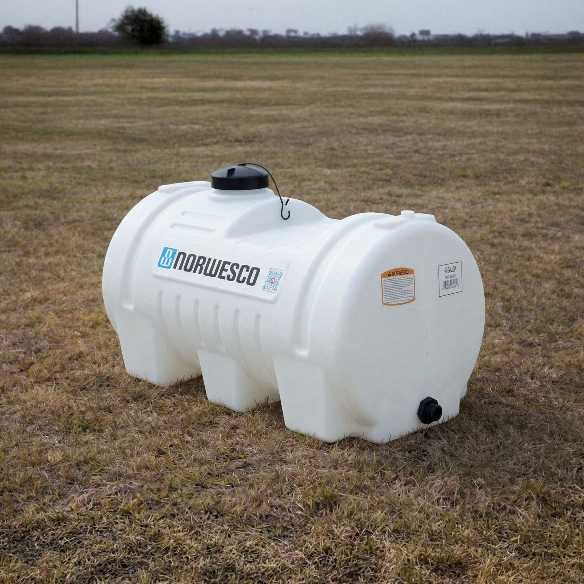 Norwesco 46 Gallon Horizontal Leg Utility Tank, Water Storage Container, White - VMInnovations