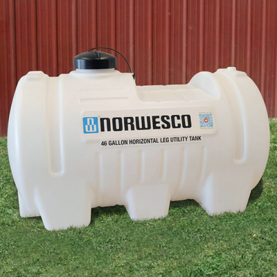 Norwesco 46 Gallon Horizontal Leg Utility Tank, Water Storage Container, White - VMInnovations