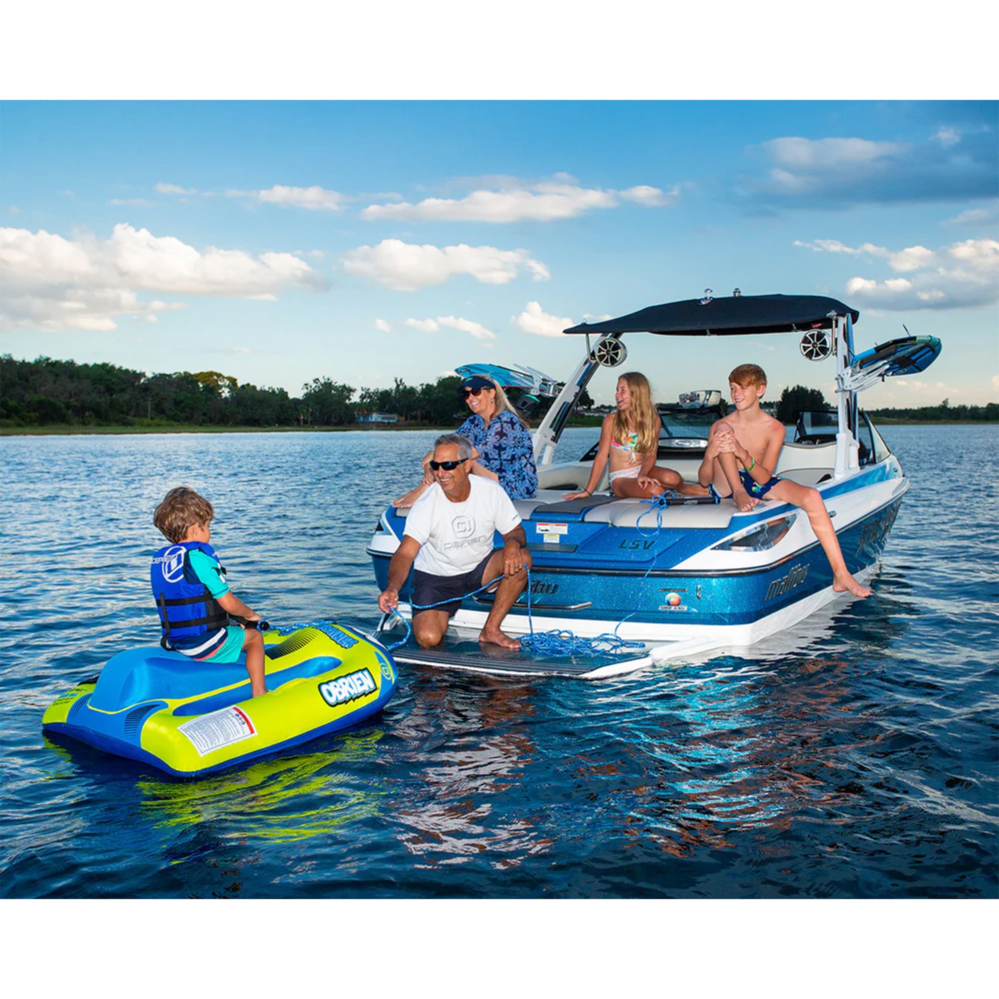 O'Brien Simple Trainer Kid Inflatable Nylon Ski w/ Handle, 85 lb Capacity, Blue
