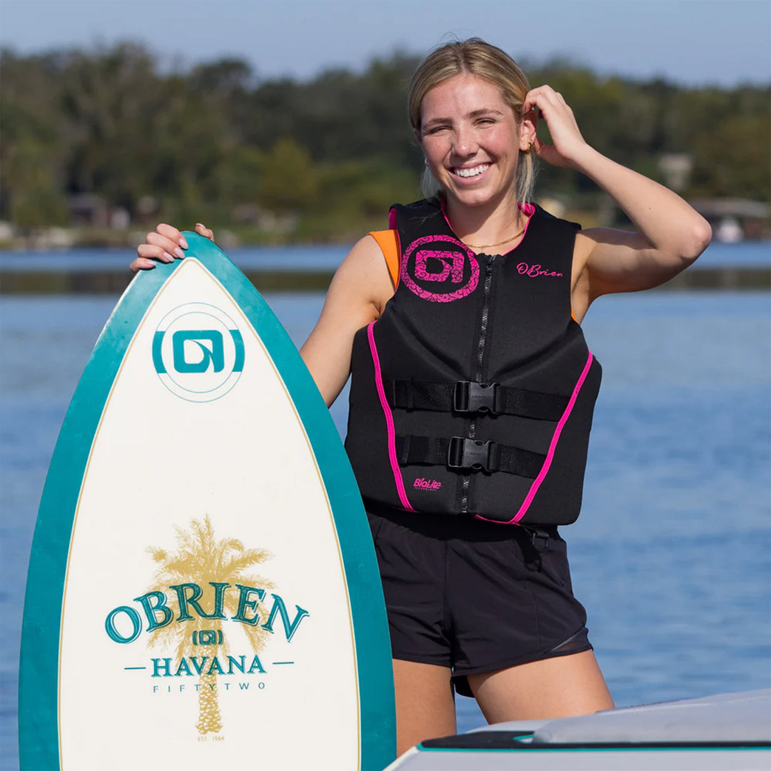 O'Brien Women's Traditional Neoprene USCGA Life Jacket with Zipper, M, Pink - VMInnovations