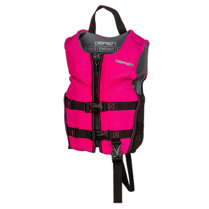 O'Brien CGA Life Jacket with Zipper and Belts, Fits Kids Under 55 Lbs, Pink/Aqua