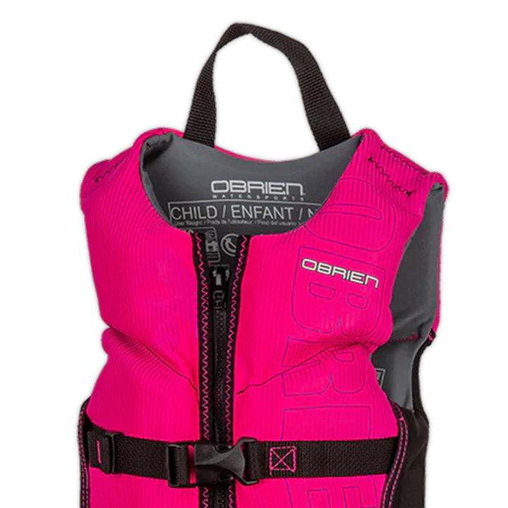 O'Brien CGA Life Jacket with Zipper and Belts, Fits Kids Under 55 Lbs, Pink/Aqua