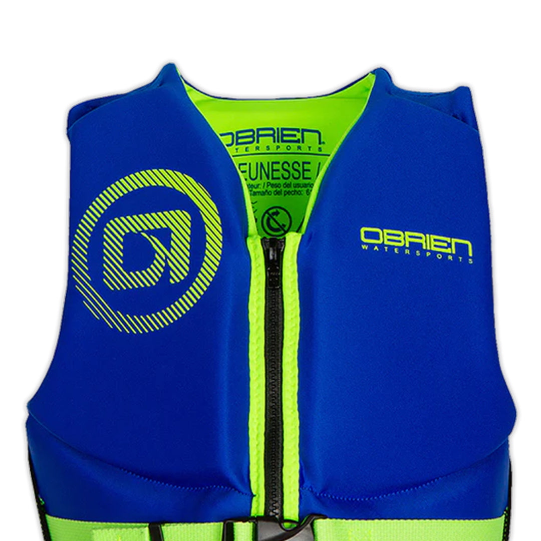 O'Brien Youth Traditional Neoprene CGA Life Jacket, Size 55 to 85 lb, Blue/Green - VMInnovations