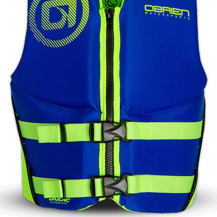 O'Brien Youth Traditional Neoprene CGA Life Jacket, Size 55 to 85 lb, Blue/Green - VMInnovations