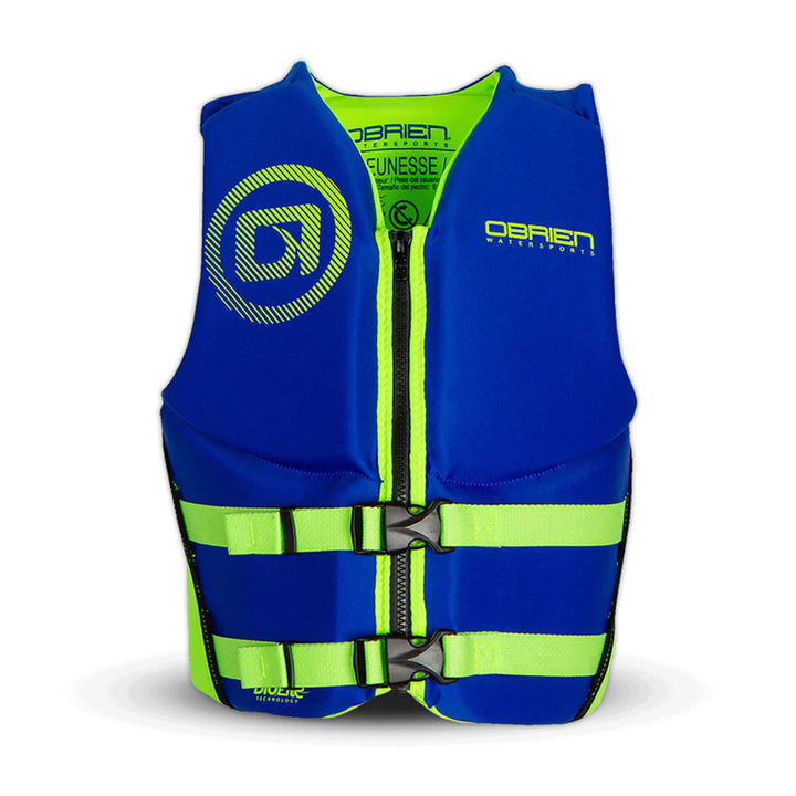 O'Brien Youth Traditional Neoprene CGA Life Jacket, Size 55 to 85 lb, Blue/Green - VMInnovations
