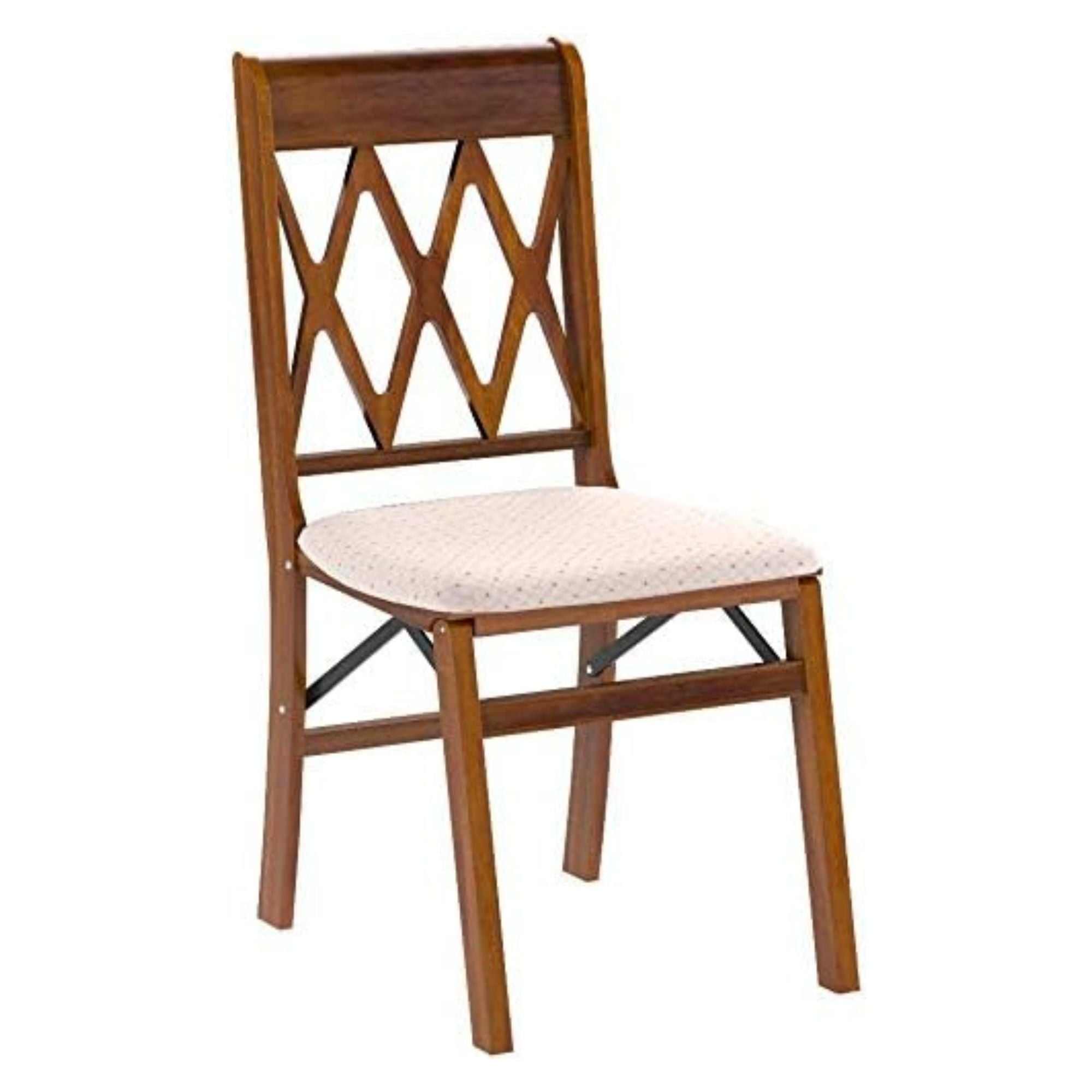Stakmore Back Wooden Folding Chairs w/Padded Seat, Cherry, 2pc (Open Box)