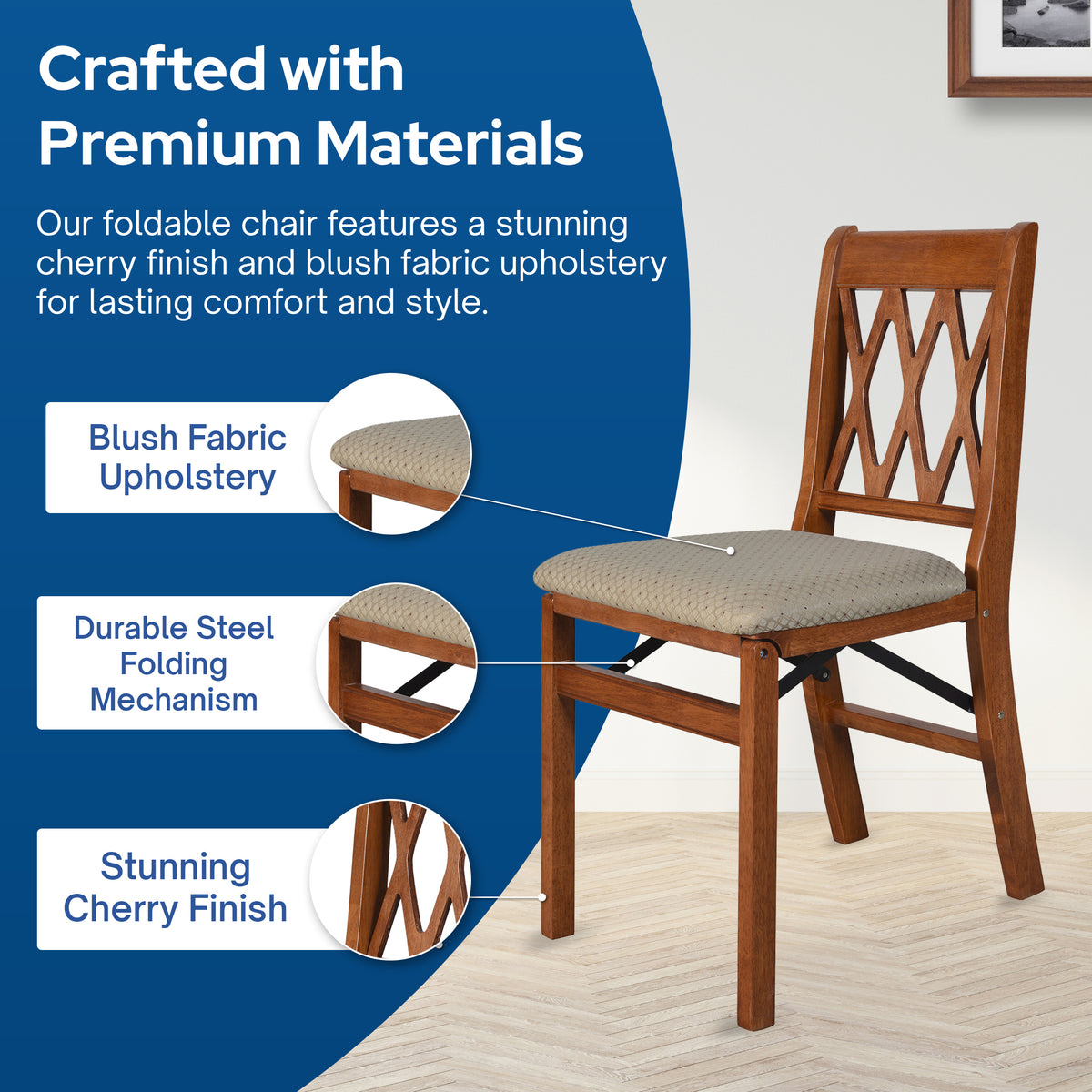 Stakmore Back Wooden Folding Chairs w/Padded Seat, Cherry, 2pc (Open Box)