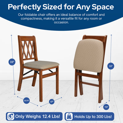 Stakmore Back Wooden Folding Chairs w/Padded Seat, Cherry, 2pc (Open Box)