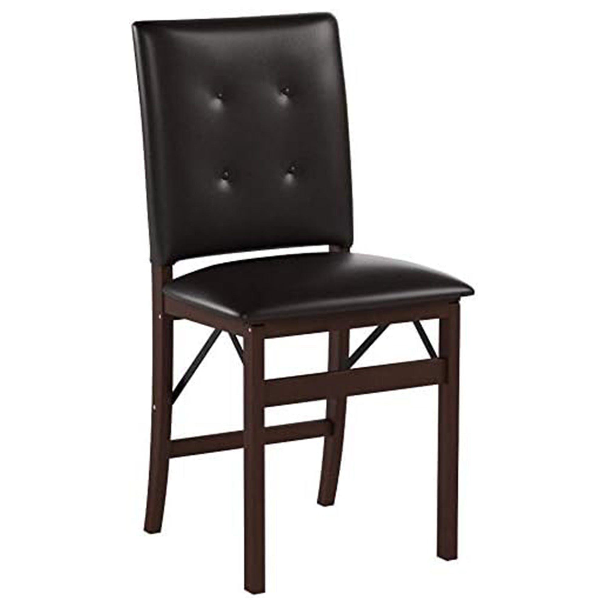 Stakmore Parson's Wooden Folding Chairs with Leather Seats, Espresso, Set of 2 - VMInnovations