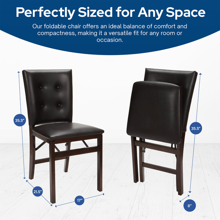 Stakmore Parson's Wooden Folding Chairs with Leather Seats, Espresso, Set of 2 - VMInnovations