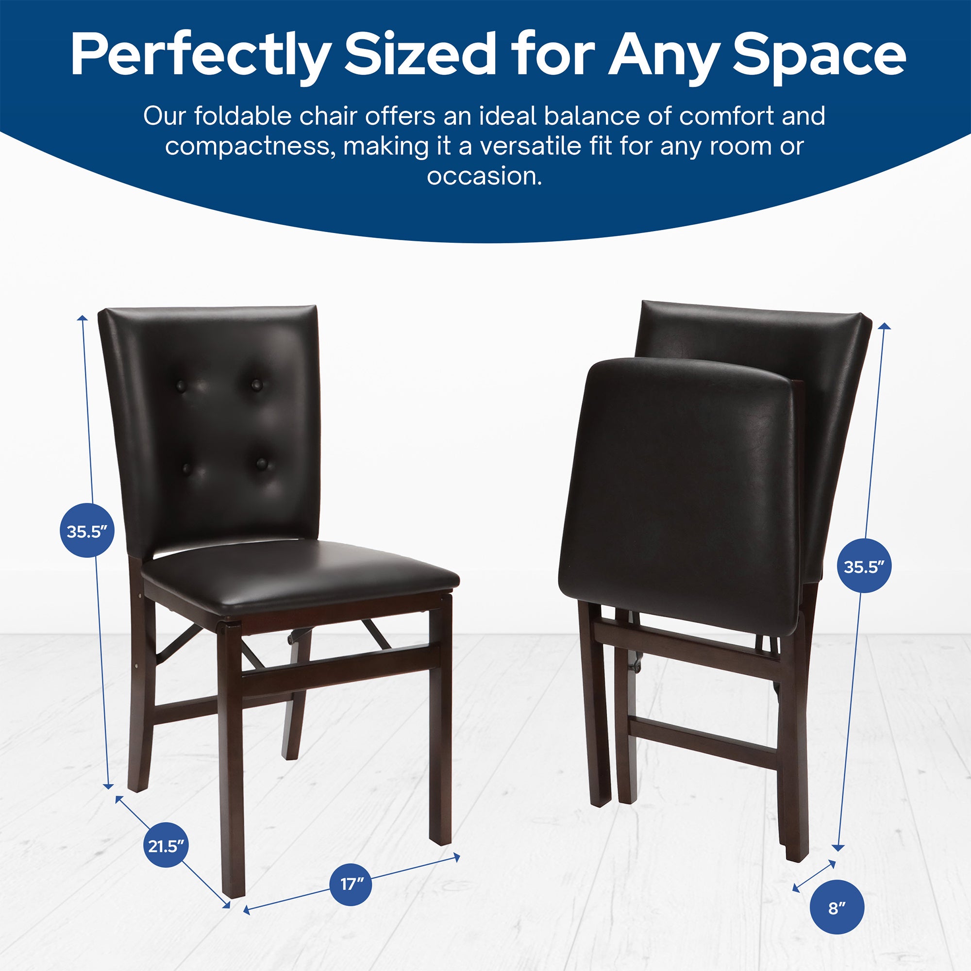 Stakmore Parson's Wooden Folding Chairs with Leather Seats, Set of 2 (Open Box)