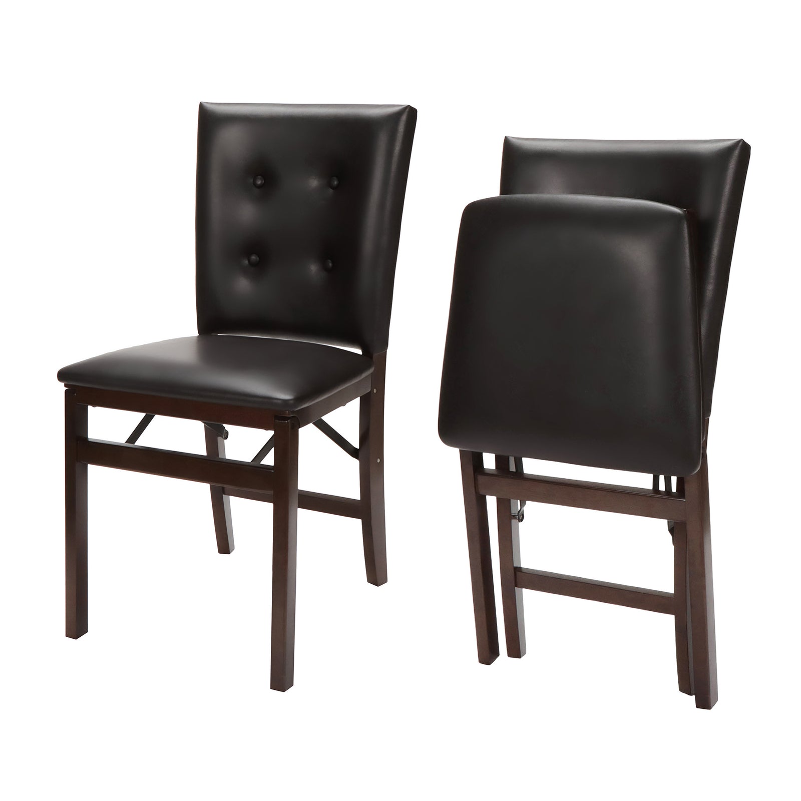 Stakmore Parson's Wooden Folding Chairs with Leather Seats, Espresso, Set of 2 - VMInnovations