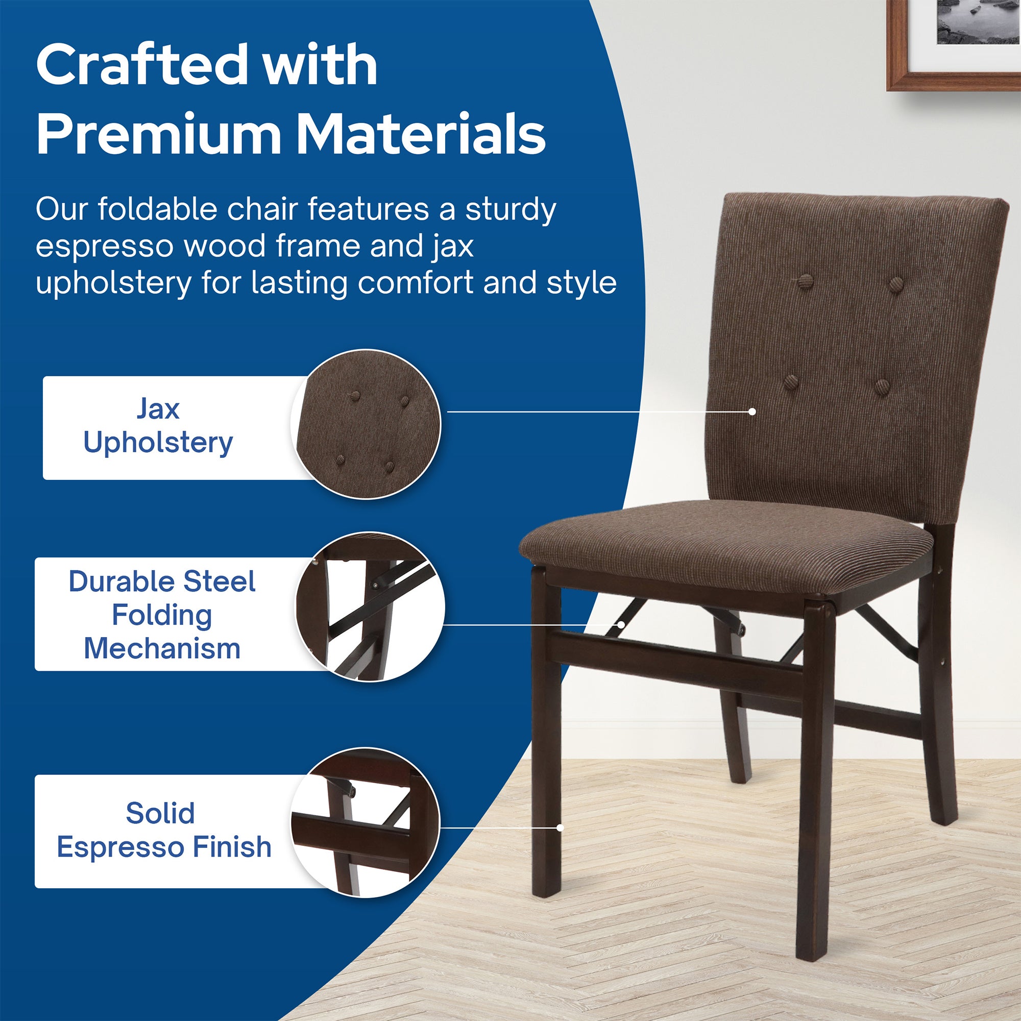 Stakmore Parson's Wooden Folding Chairs with Padded Seats, Espresso (Open Box) - VMInnovations