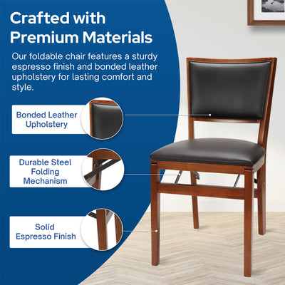 Stakmore Retro Upholstered Back Folding Chair, Fruitwood Finish Frame, Set of 2 (Open Box)