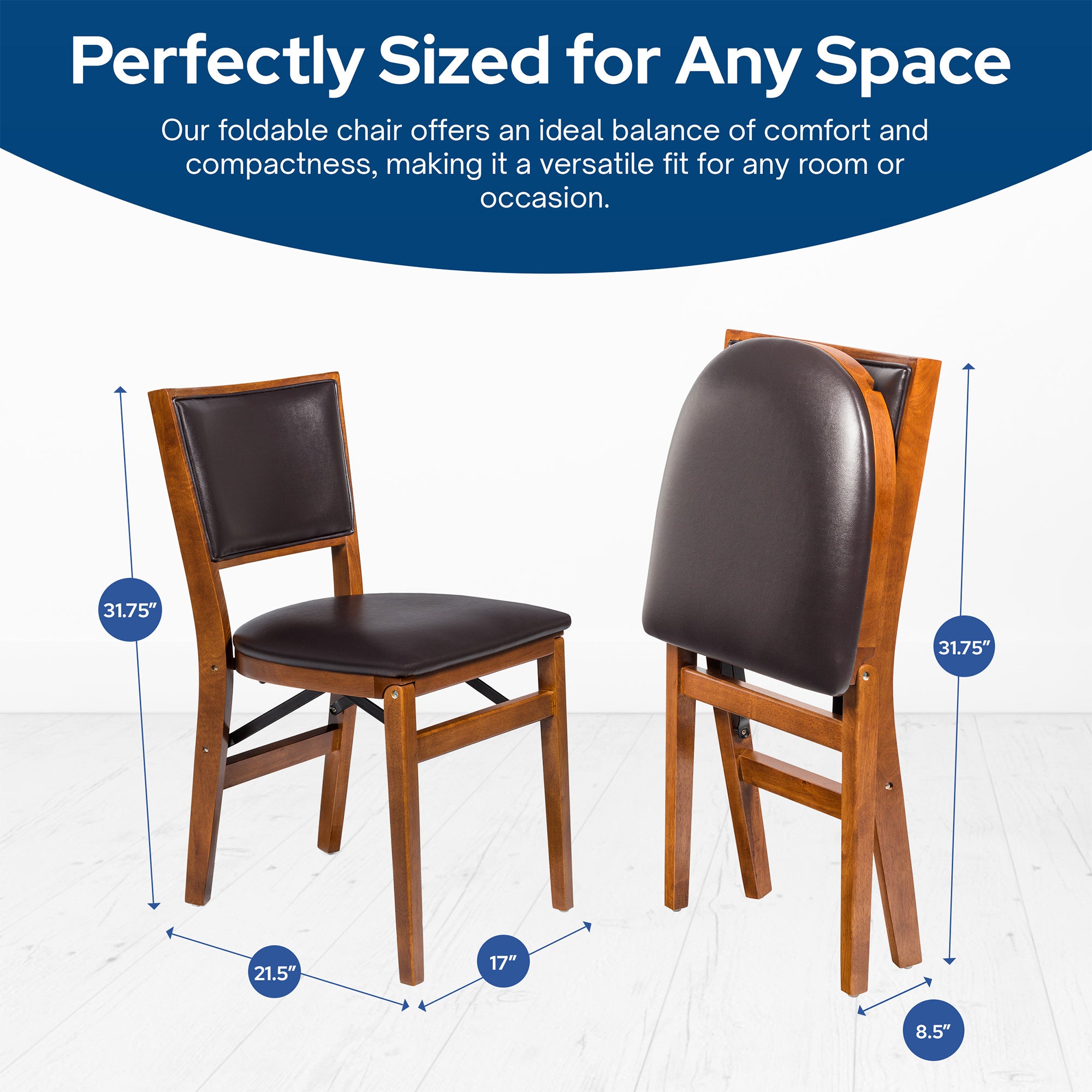 Stakmore Retro Upholstered Back Folding Chair, Fruitwood Finish Frame, Set of 2 (Open Box)