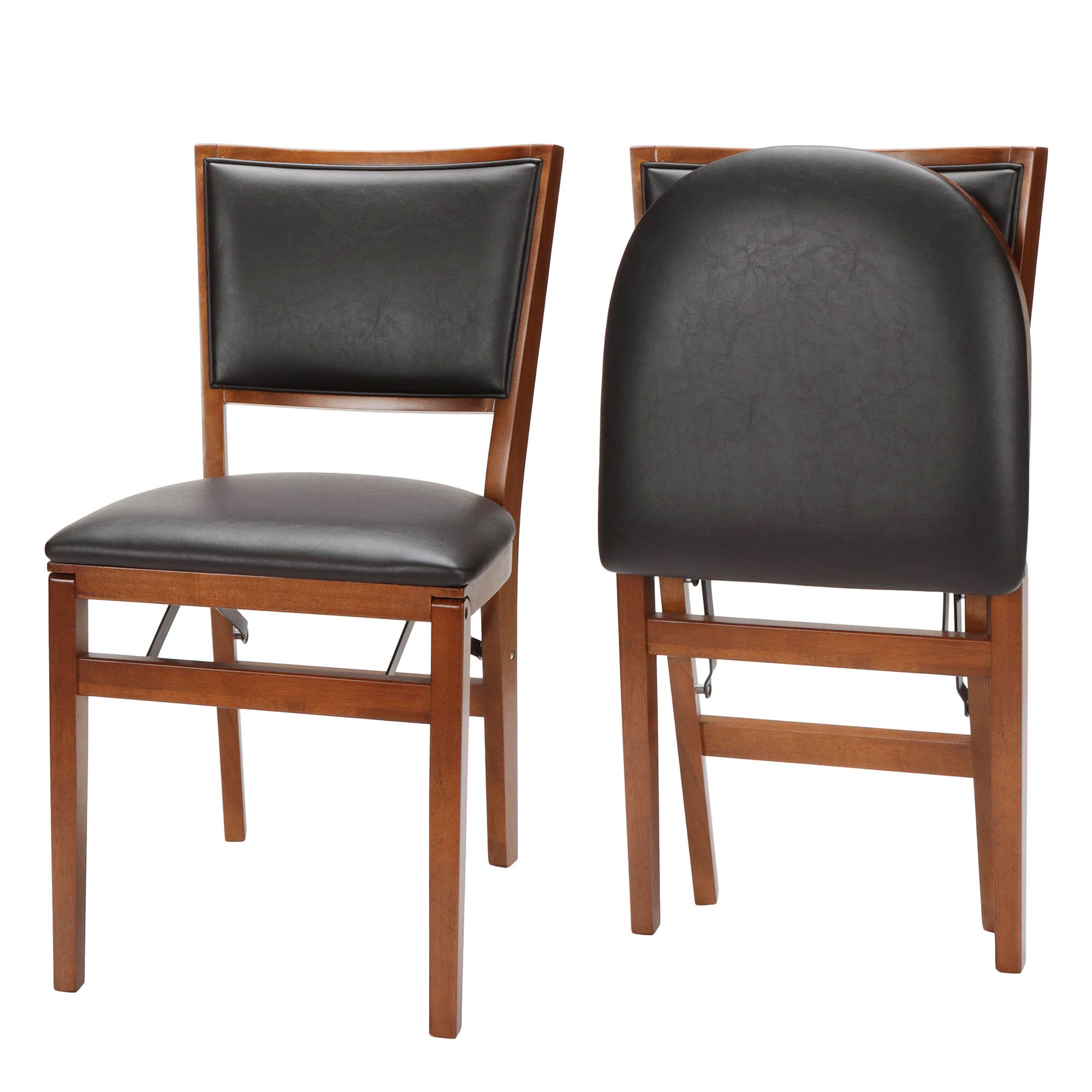 Stakmore Retro Upholstered Back Folding Chair, Fruitwood Finish Frame, Set of 2 (Open Box)